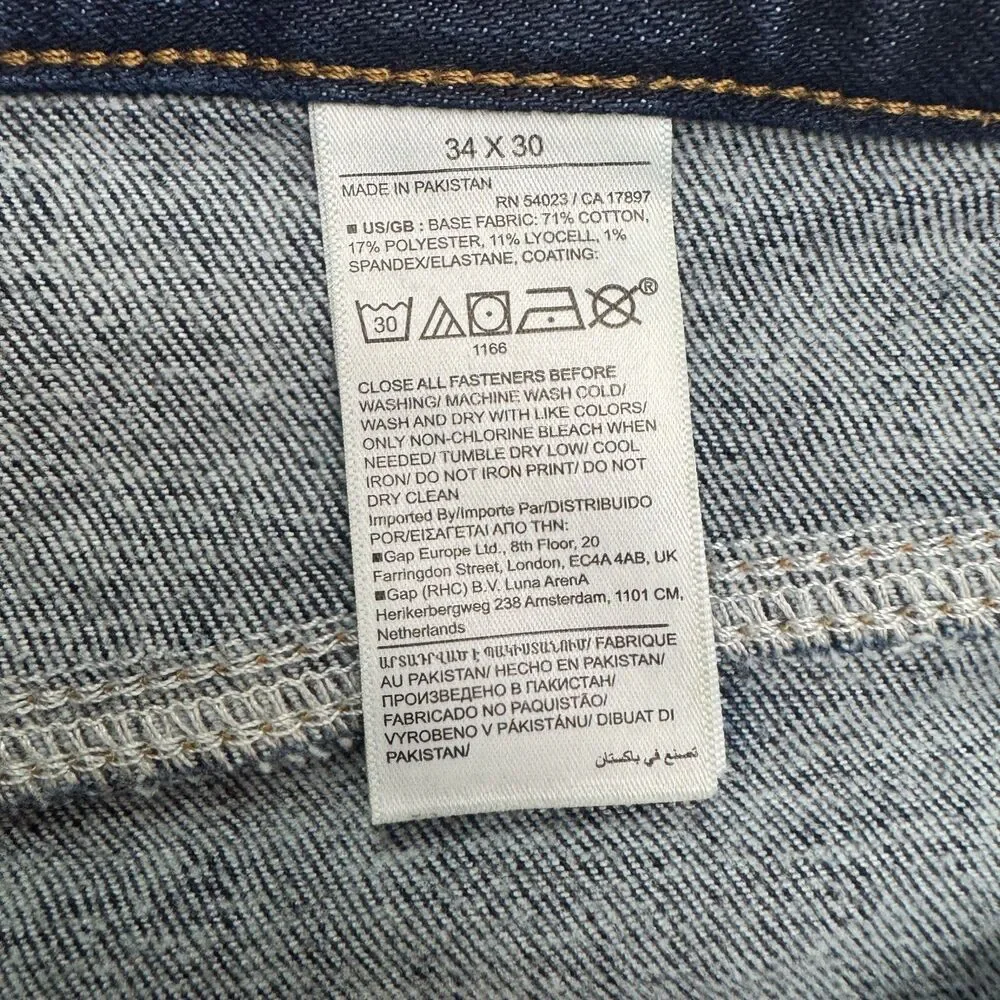 Banana Republic Traveler Straight Leg Denim Jeans Mens 34x30 Dark Wash Stretch